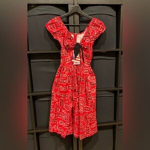 Pinup Girl Clothing Pinup Couture Rockabilly Red Bandana Bowtie Sz XS NWT